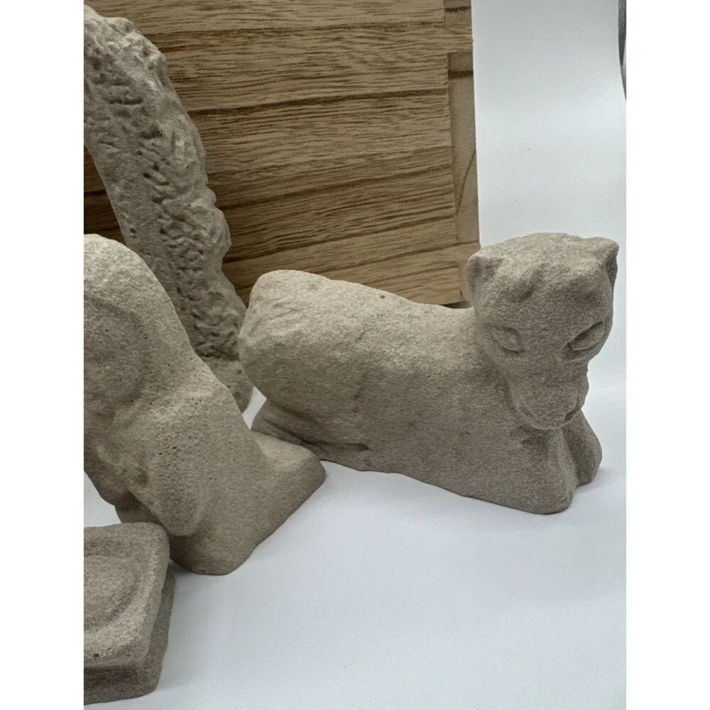 IRISH STONE HANDCAST CELTIC NATIVITY SET BY FORDE CRAFTS LTD. KILCULLEN KILDARE